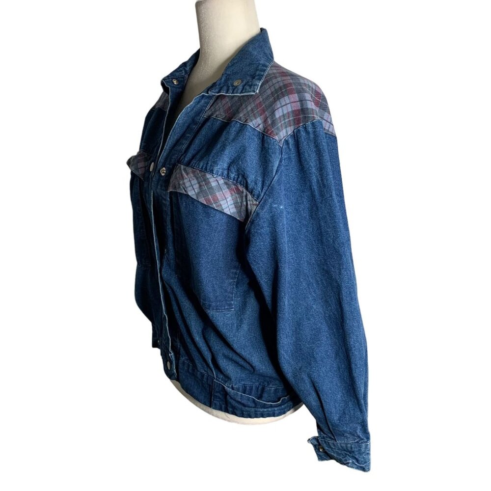 Vintage 90s Pacific Express Denim Jacket M Blue Snap Front Pockets Long Sleeve - Picture 3 of 6